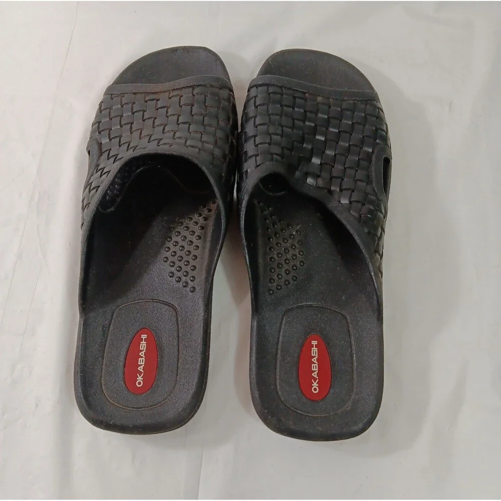 Okabash Men's Size XL (10.5-11.5) Slip on Sandals Black
